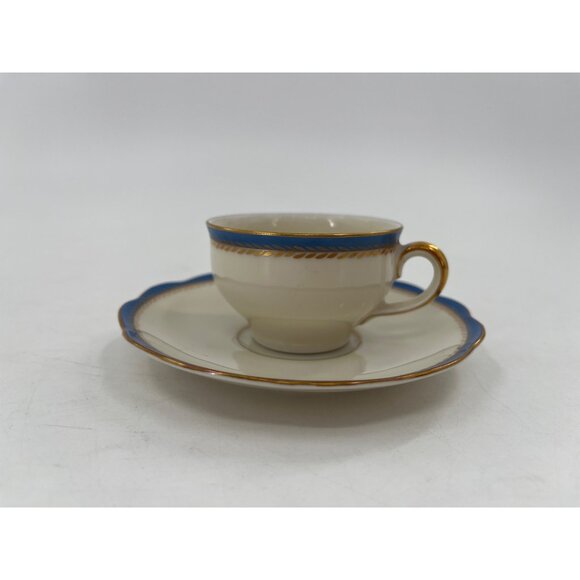KPM Germany Blue & Gold Trimmed Porcelain Teacup & Saucer Set - Picture 2 of 10